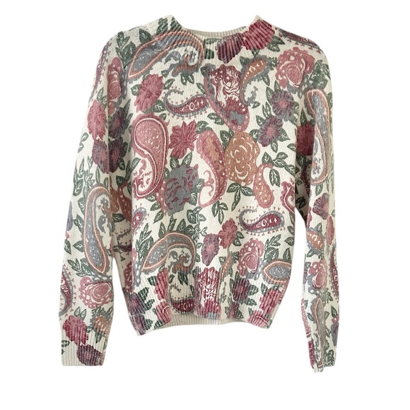 Vintage De Rotchild Silk Angora Floral Sweater - Picture 1 of 5